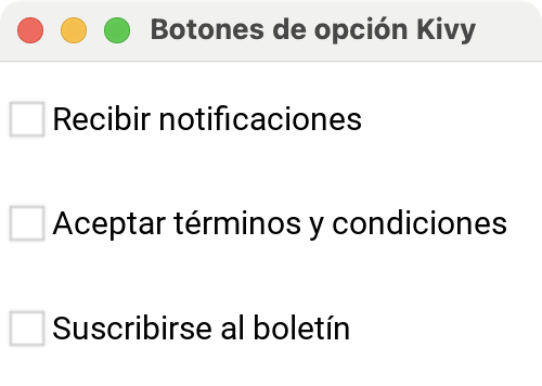 Botones de opción en Kivy