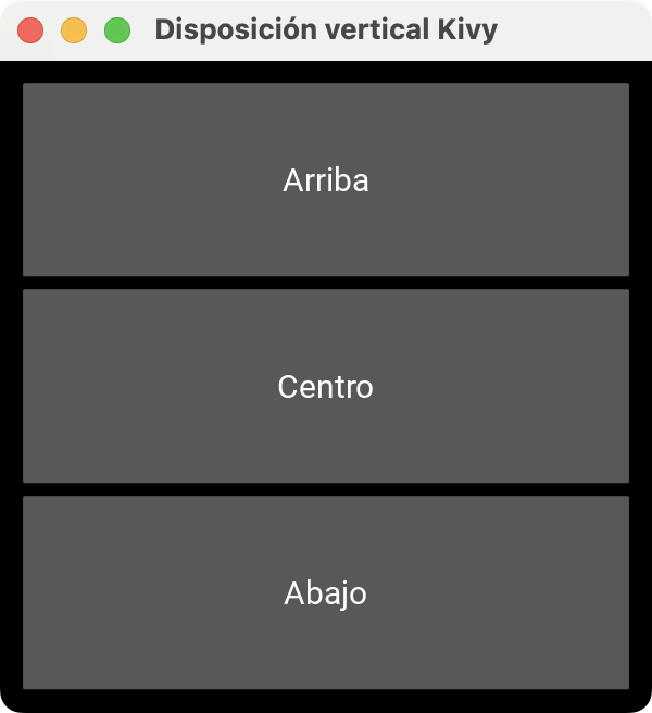 Disposición vertical de widgets en Kivy
