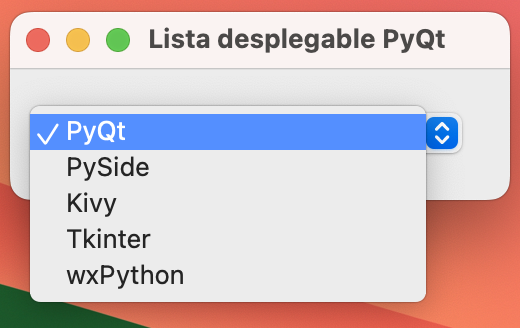 Lista desplegable en PyQt