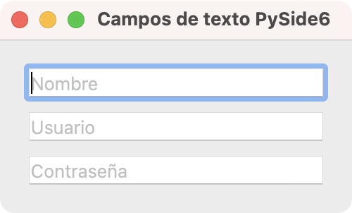 Campos de texto en PySide6