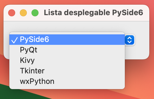 Lista desplegable en PySide6