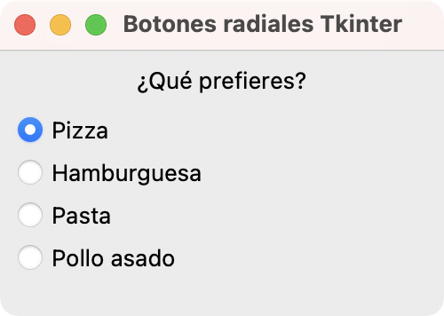 Botones radiales en Tkinter