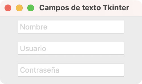 Campos de entrada de texto en Tkinter