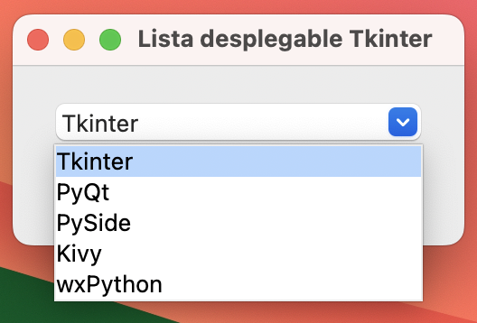 Lista desplegable en Tkinter