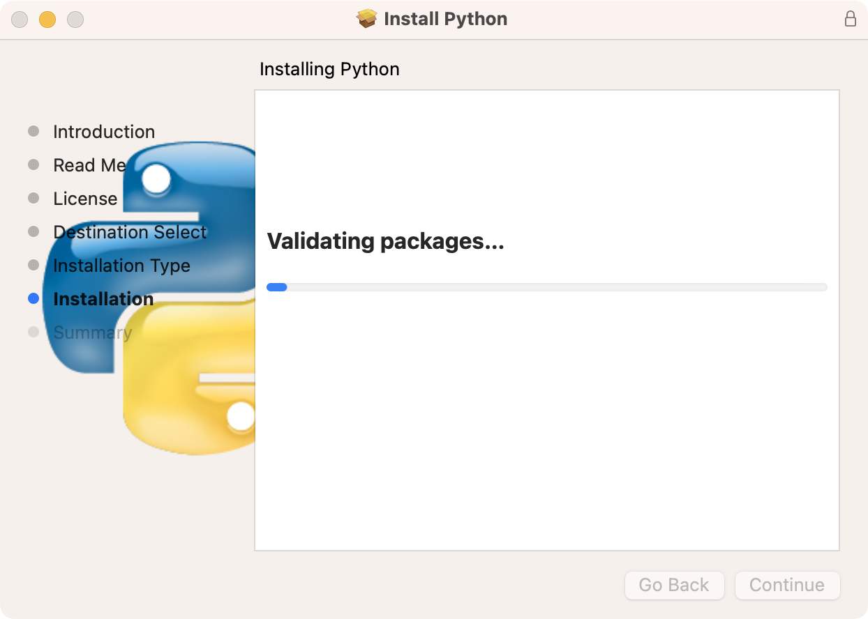 Instalador de Python, sexta ventana: Instalación