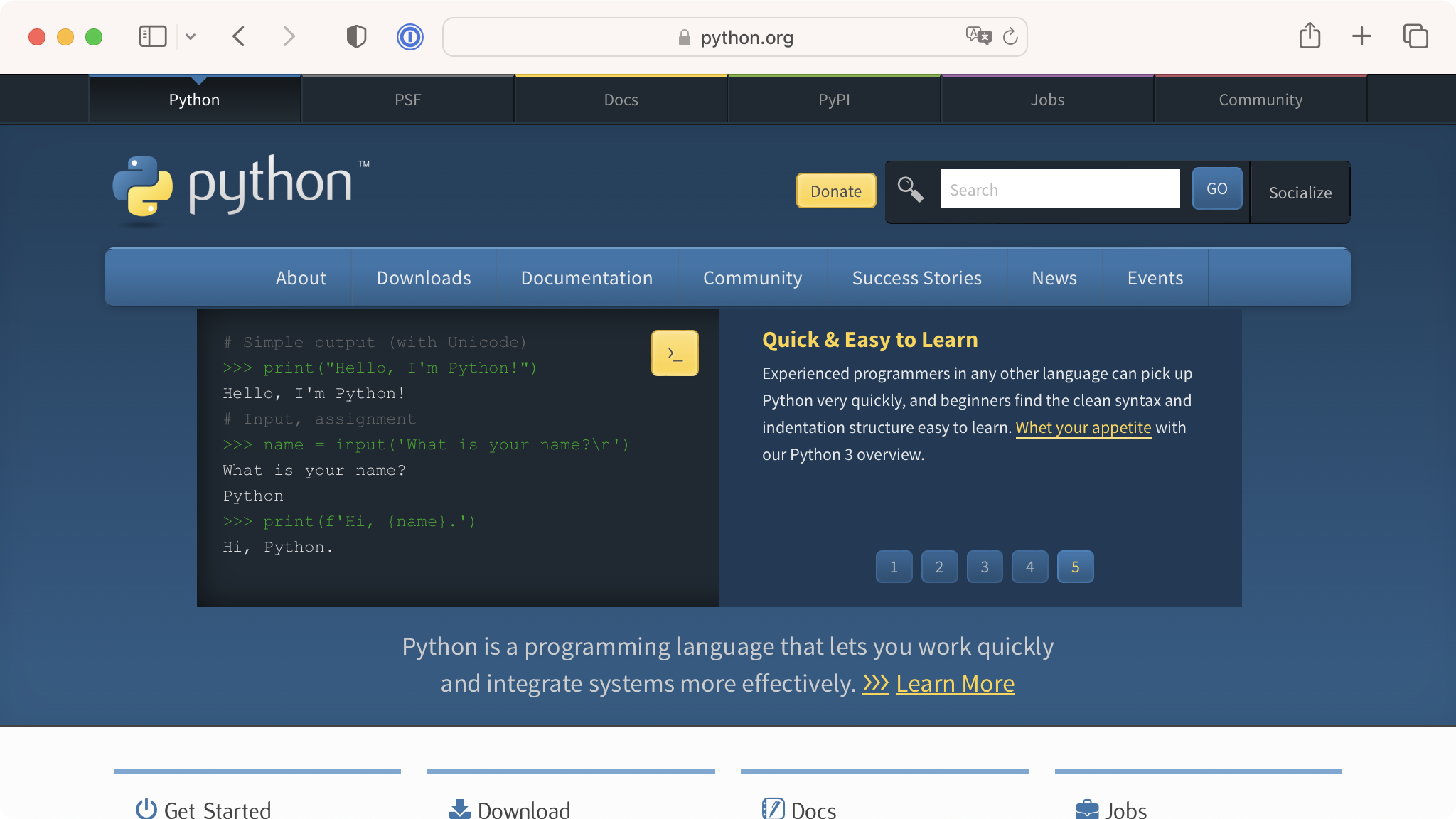 Sitio oficial de Python